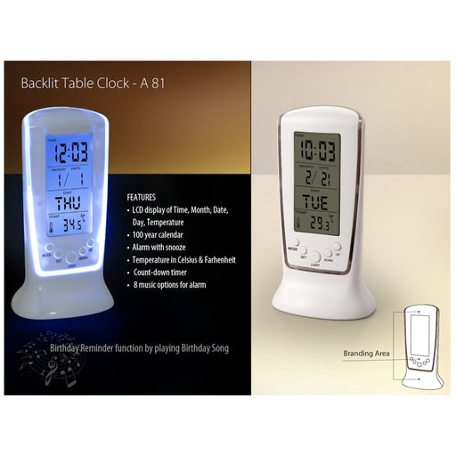 Backlit Table Clock - A 81 - Mudramart Corporate Giftings