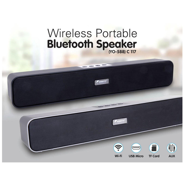Bluetooth Sound Bar Speaker | With USB / TF Card / Aux / FM / Mic In (YO – 588) - C 117 - Mudramart Corporate Giftings
