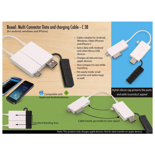 Boxed: Multi Connector Data And Charging Cable - C 38 - Mudramart Corporate Giftings