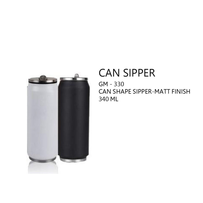 Can Shape Sipper Matt Finish - 340ml - GM-330 - Mudramart Corporate Giftings