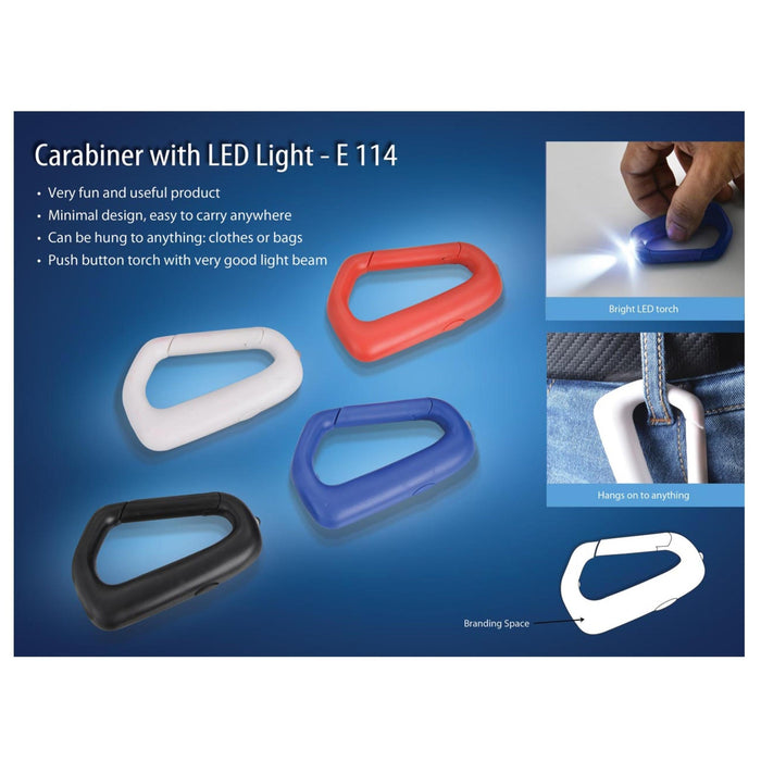 Carabiner With LED Light (With Battery) - E 114 - Mudramart Corporate Giftings