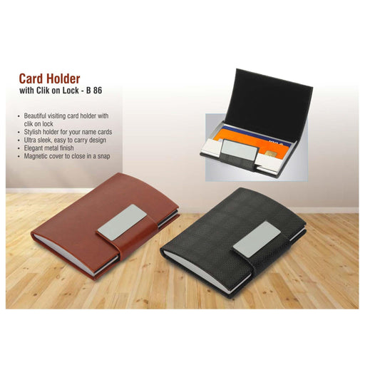 Card Holder With Click On Lock - B 86 - Mudramart Corporate Giftings