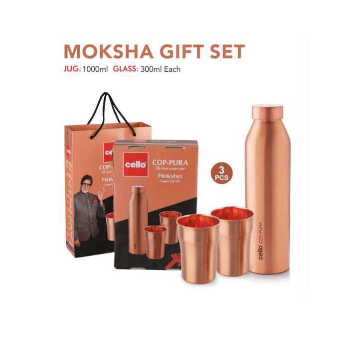 Copper Bottle plus 2 Glass Gift Set | The Gifito Shop