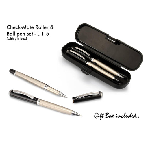 Check Mate Roller And Ball Pen Set (With Box) - L115 - Mudramart Corporate Giftings