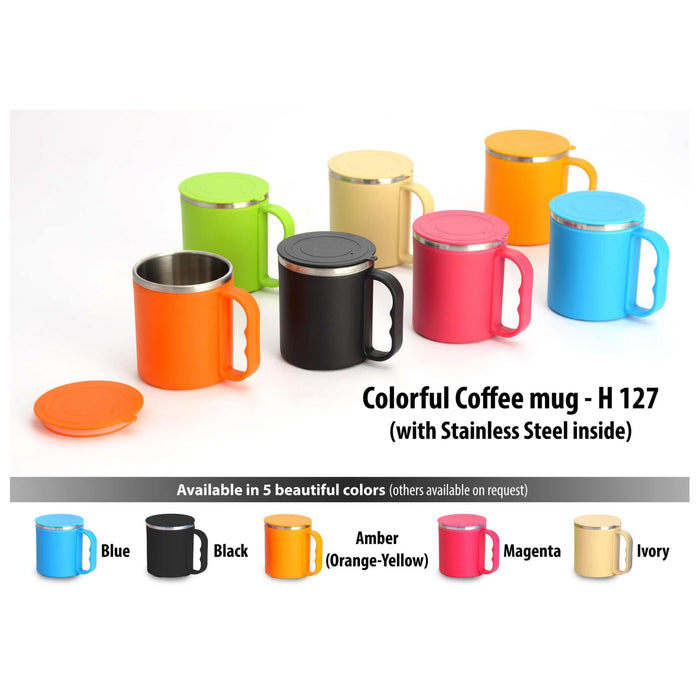 Colorful SS Coffee Mug - H127 - Mudramart Corporate Giftings