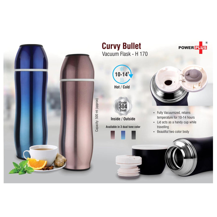 Curvy Bullet Vacuum Flask - 500 ml - H170 - Mudramart Corporate Giftings