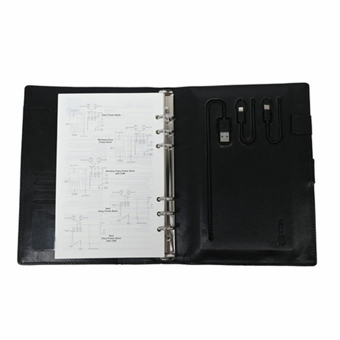 Diary Power Bank 5000 mAh Black (Button) - Mudramart Corporate Giftings