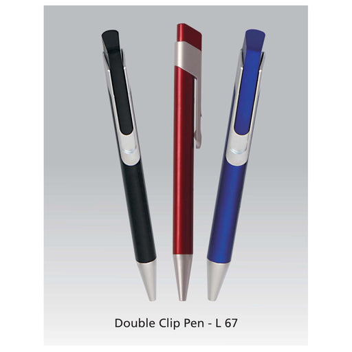 Double Clip Plastic Pen - L67 - Mudramart Corporate Giftings