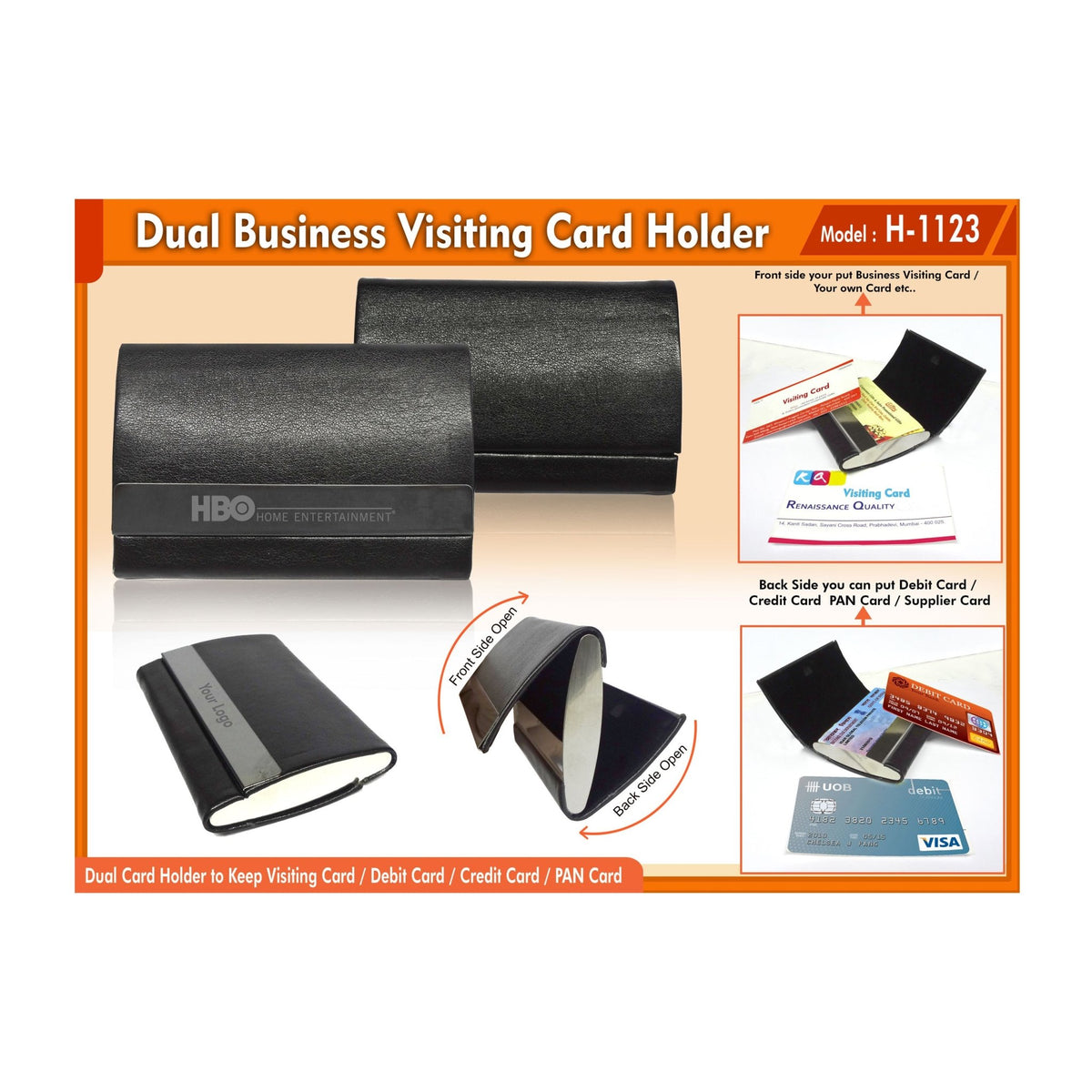 Business / Visiting Card Holder with 600 Cards Capacity in 10 up style With  Piping Card Holder