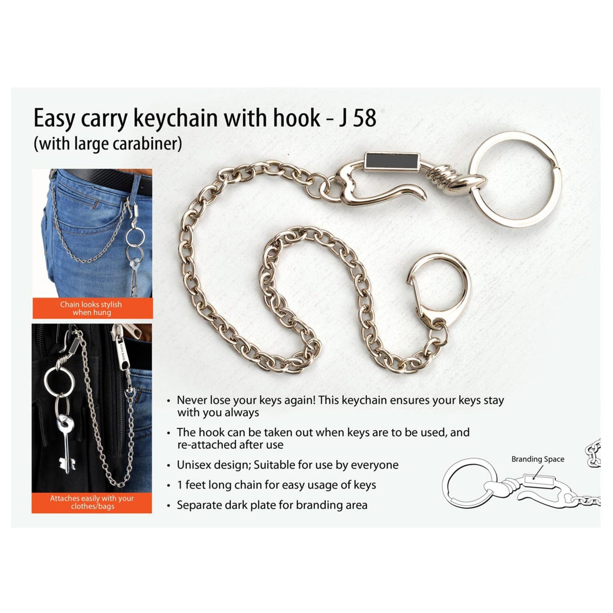 J Key Ring With Strap
