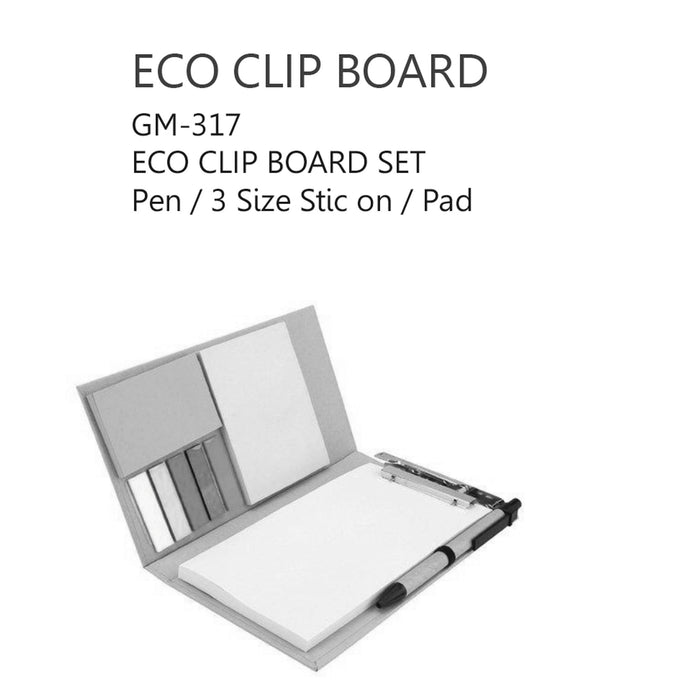 Eco Clip Board Set Pen/ Size Stic On/ Pad - GM-317 - Mudramart Corporate Giftings