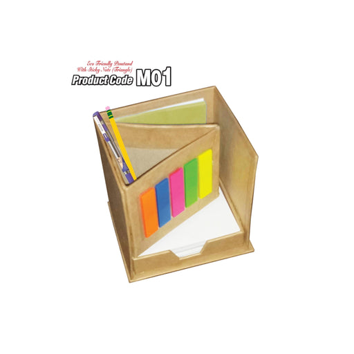 Eco-Friendly Penstand With Sticky Note (Triangle) - Mudramart Corporate Giftings