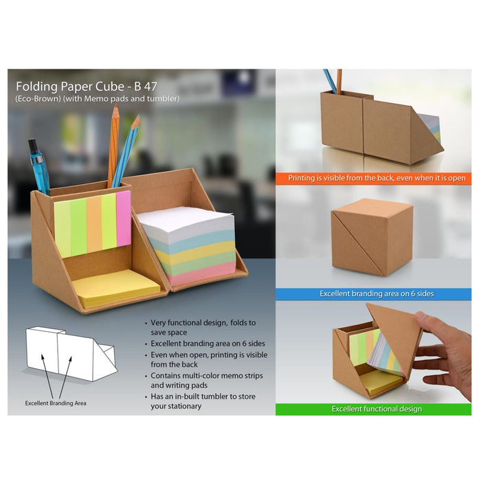 Folding Paper Cube with Memo Pad and Tumbler - B 47 - Mudramart Corporate Giftings