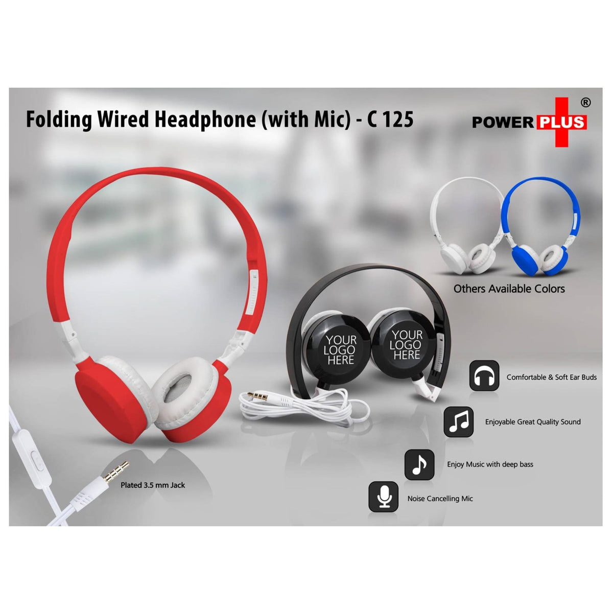 Folding Wired Headphone Set (With Mic) C 125