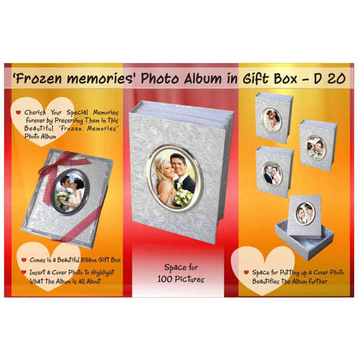 Frozen Memories Photo Album In Ribbon Gift Box (100 Pictures) (5 X 7) - D 20 - Mudramart Corporate Giftings