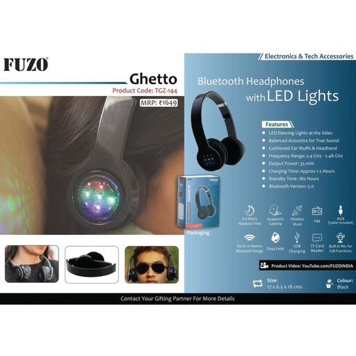 Ghetto Bluetooth Headphone with LED Light - TGZ-144 - Mudramart Corporate Giftings