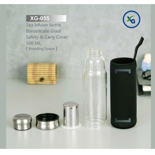 GLASS INFUSER BOTTLE WITH SILICON POUCH - XG - 055 - Mudramart Corporate Giftings