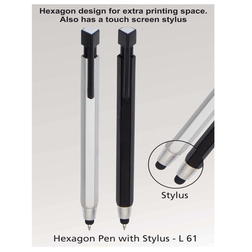 Hexagon Pen With Stylus - L61 - Mudramart Corporate Giftings