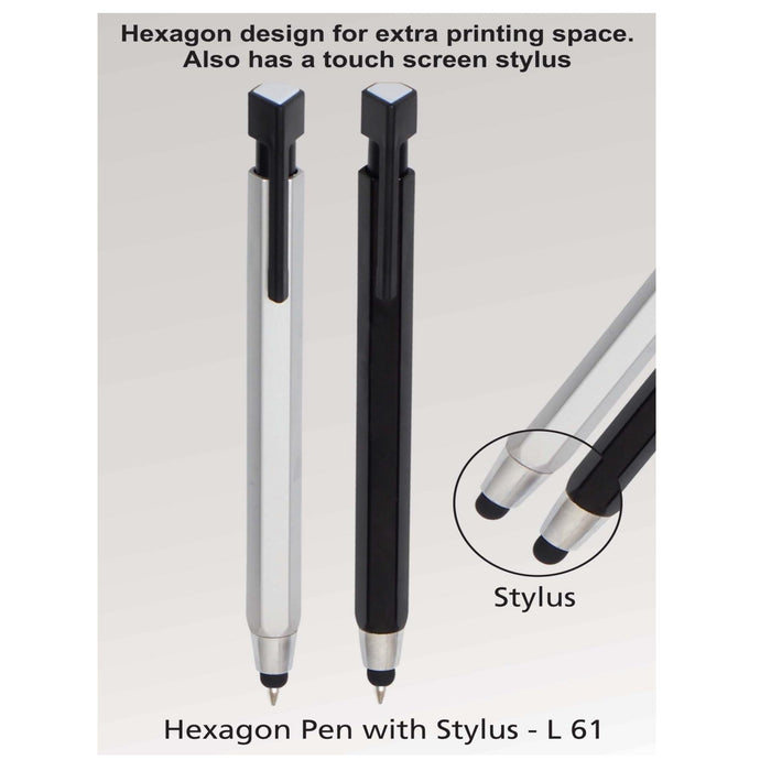 Hexagon Pen With Stylus - L61 - Mudramart Corporate Giftings