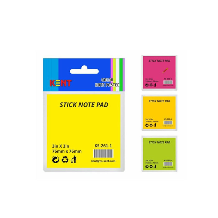 Kent Sticky note pad 3x3 Colors - pack of 12