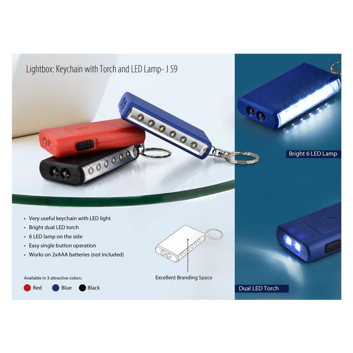 Key chain With Torch And 6 LED Lamp - J59 - Mudramart Corporate Giftings