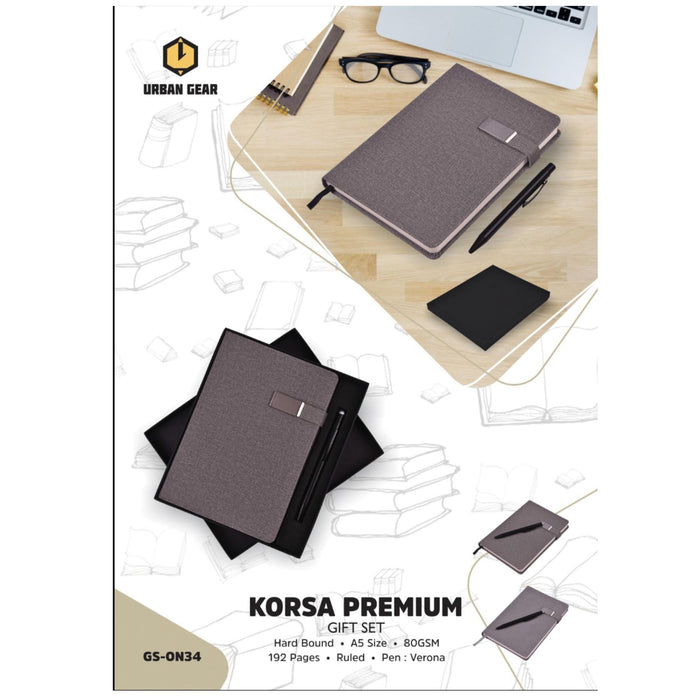 Korsa Premium Stationary Gift Set - Book + Pen - GS-ON34 - Mudramart Corporate Giftings