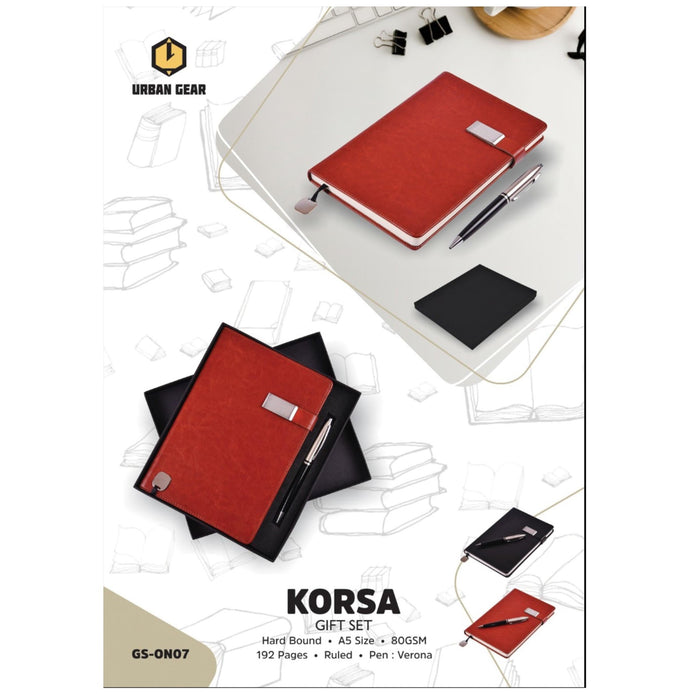 Korsa Stationary Gift Set - Book + Pen - GS-ON07 - Mudramart Corporate Giftings