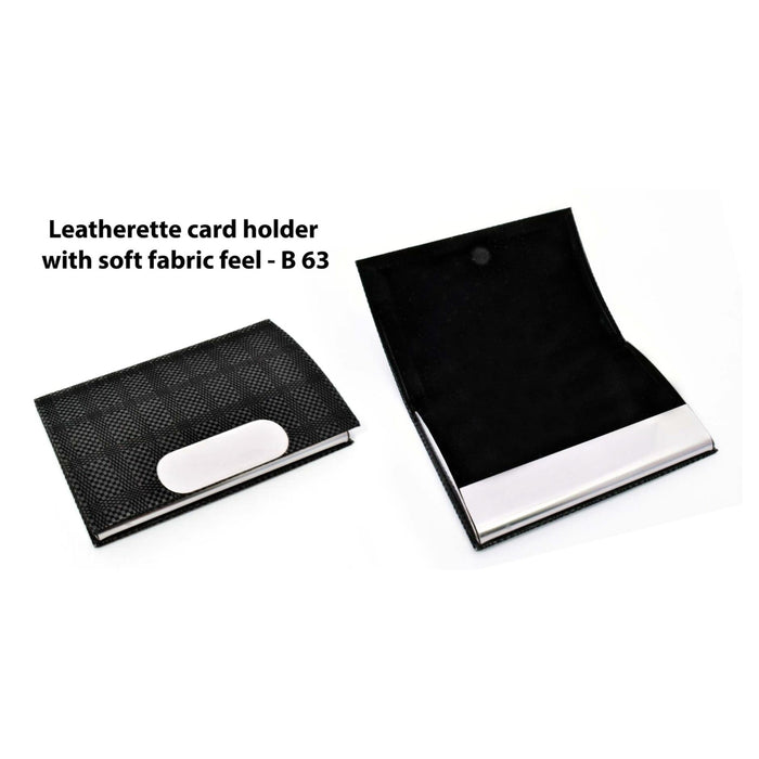 Leatherette card holder with soft fabric feel - B 63 - Mudramart Corporate Giftings