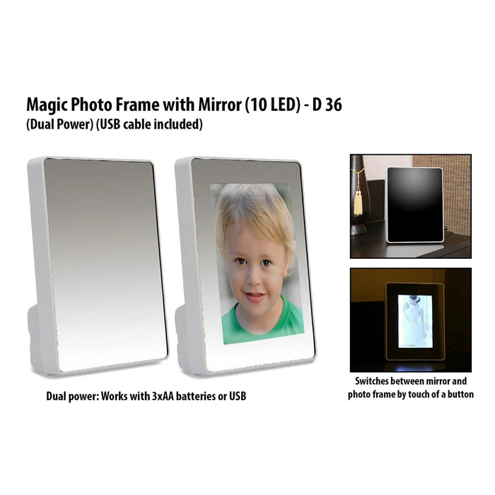 Magic Photo Frame With Mirror (10 LED) (Dual Power) (USB Cable Included) - D 36 - Mudramart Corporate Giftings