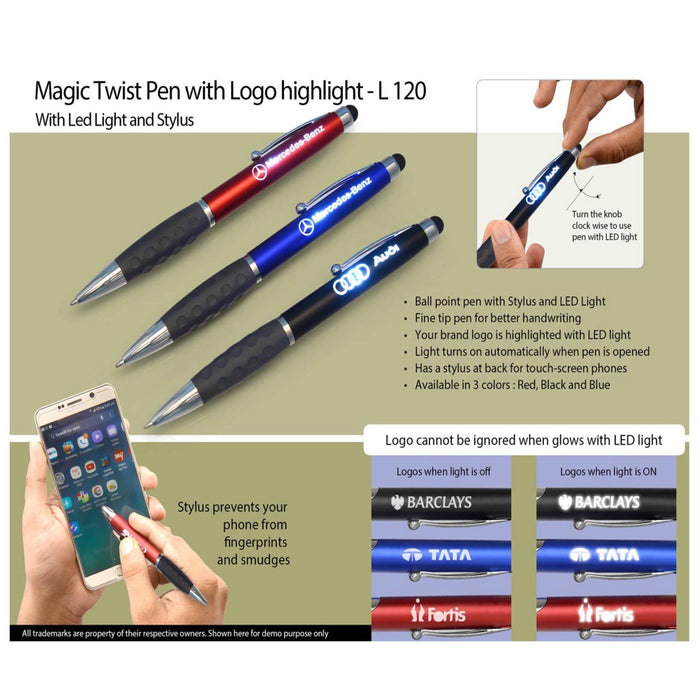 Magic Twist Pen With Stylus - L120 - Mudramart Corporate Giftings