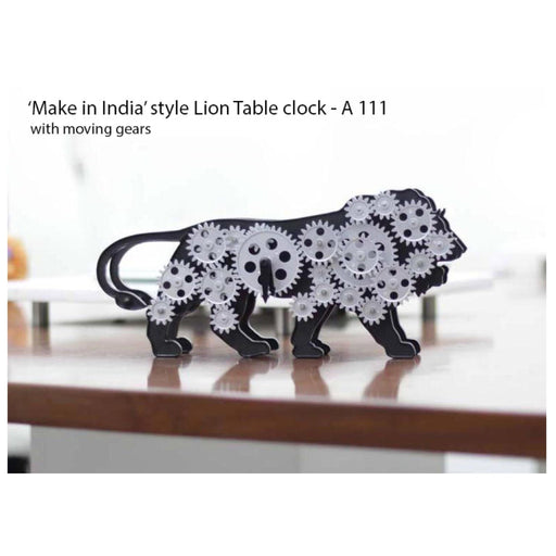 Make in India Lion Table Clock with Moving Gears - A 111 - Mudramart Corporate Giftings
