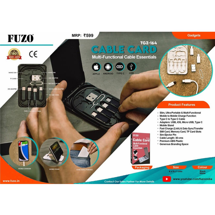 Multi-Functional Cable Essentials Cable Card - TGZ-164 - Mudramart Corporate Giftings