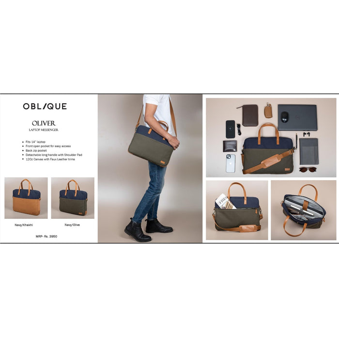 Oblique Oliver Laptop Messenger Bag - Mudramart Corporate Giftings