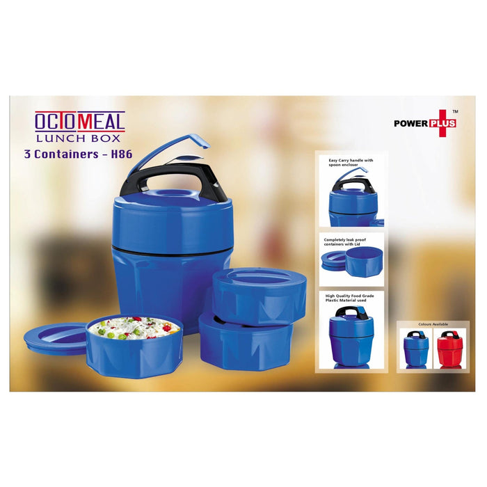 Octomeal Lunch Box – 3 Plastic Containers - H86 - Mudramart Corporate Giftings