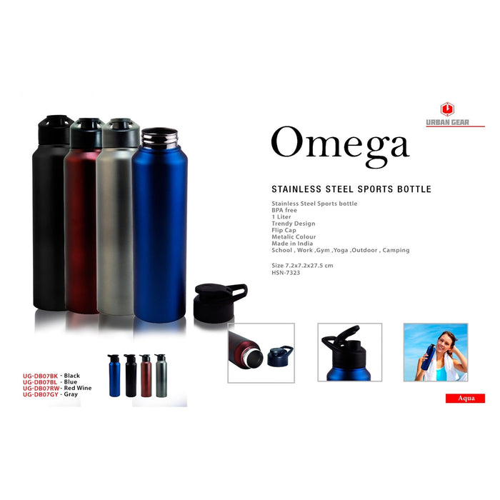 Omega Stainless Steel Sports Bottle - 1000ml - Mudramart Corporate Giftings