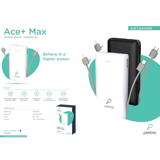 Pebble Ace+ Max PowerBank - 20000 mAh - Mudramart Corporate Giftings