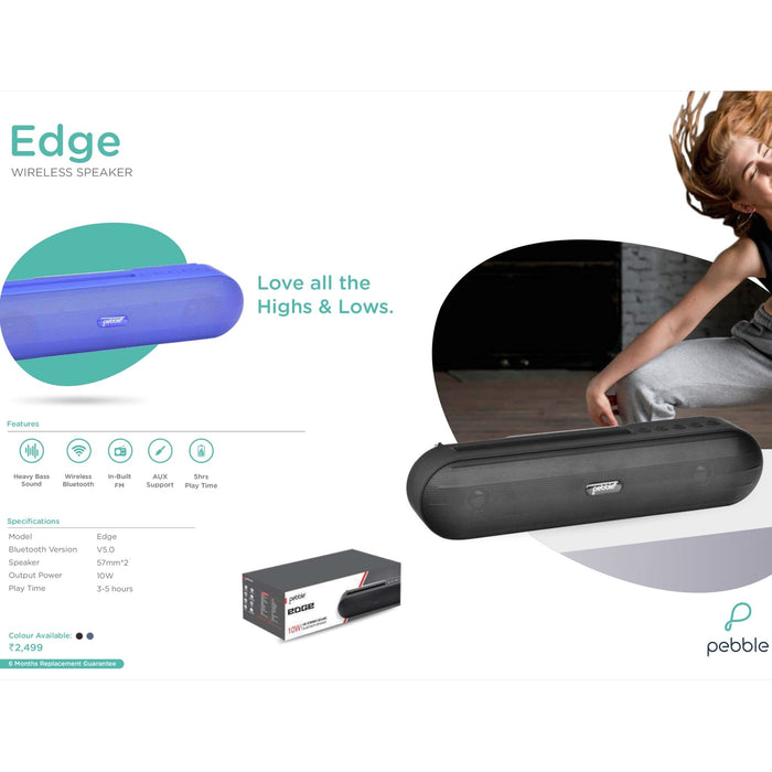 Pebble Edge Wireless speaker - 10W - Mudramart Corporate Giftings