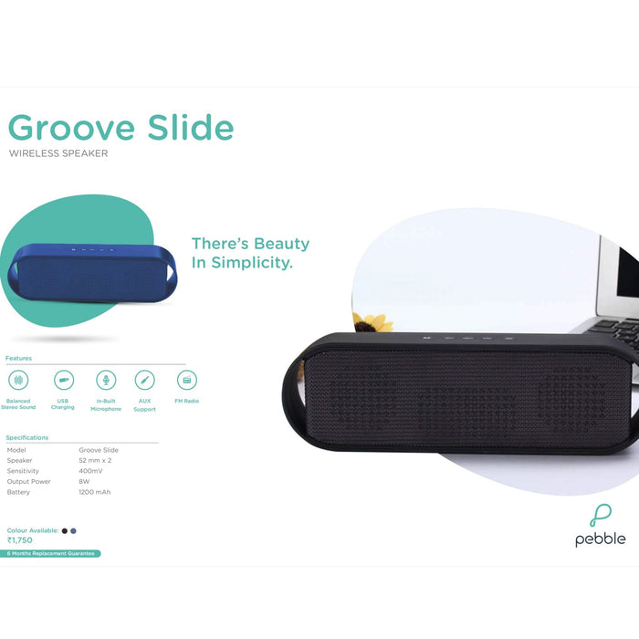 Pebble Groove Slide Wireless Speaker - 8W - Mudramart Corporate Giftings
