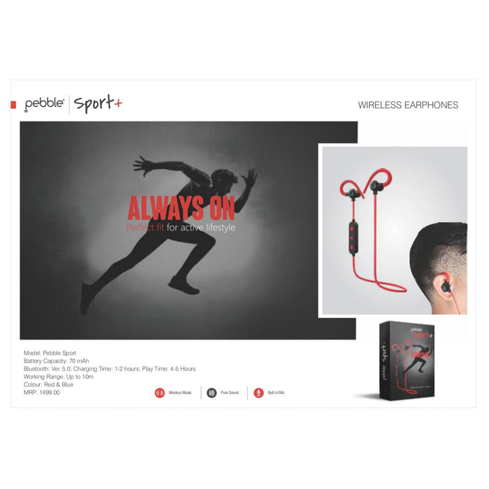 Pebble Sport+ Bluetooth Earphones - Mudramart Corporate Giftings