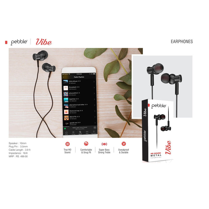 Pebble Vibe Wired Earphone - Mudramart Corporate Giftings