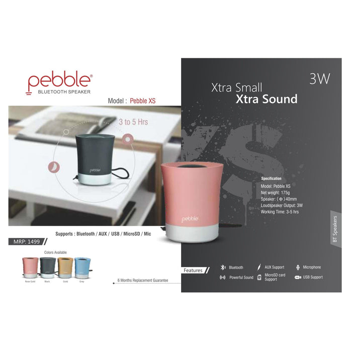 Pebble XS Prime Bluetooth Speaker - Mudramart Corporate Giftings