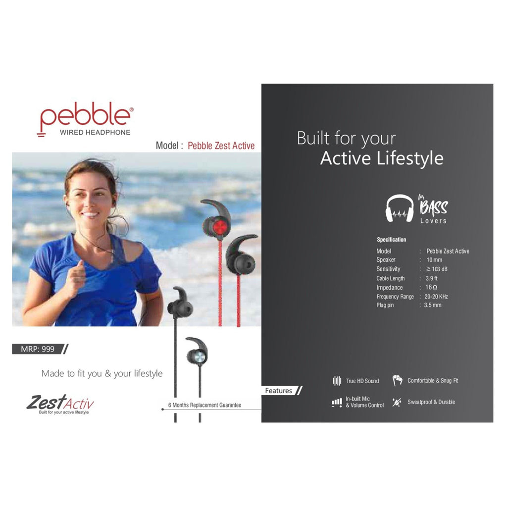 Pebble Zest Active Wired Earphone — Mudramart Corporate Giftings