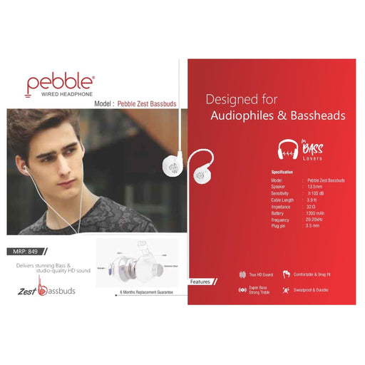 Pebble Zest Bassbuds Wired Earphone — Mudramart Corporate Giftings