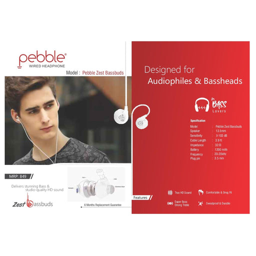 Pebble Zest Bassbuds Wired Earphone - Mudramart Corporate Giftings