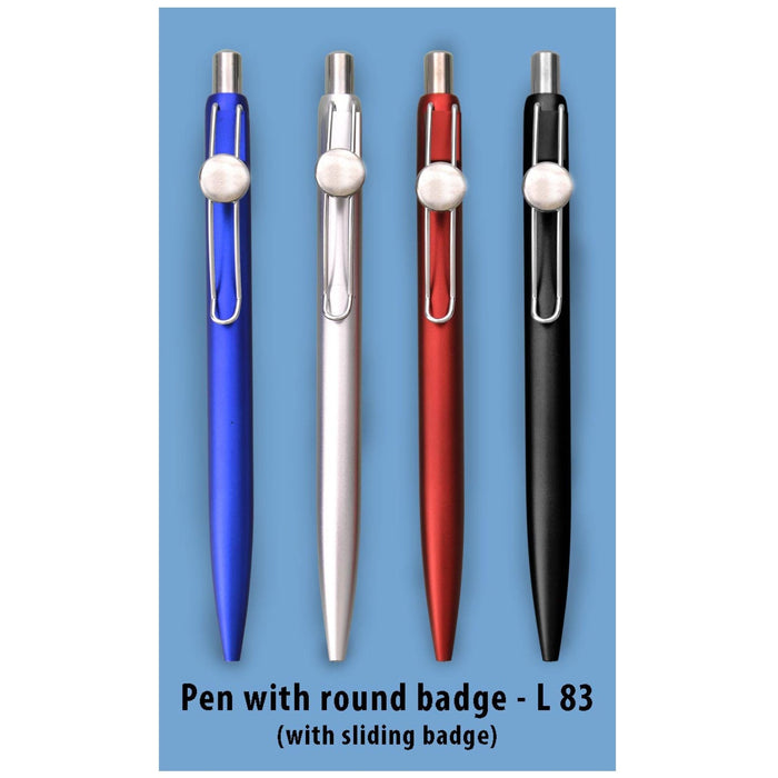 Pen With Round Badge - L83 - Mudramart Corporate Giftings
