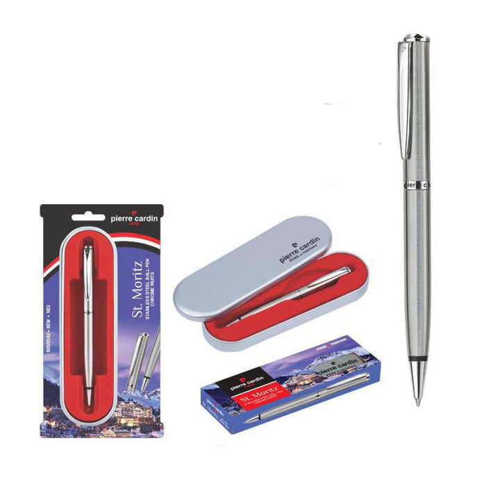 Pierre Cardin St. Moritz Stainless Steel Ball Pen Chrome Parts - Mudramart Corporate Giftings