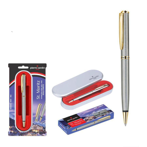 Pierre Cardin St. Moritz Stainless Steel Ball Pen Gold Parts - Mudramart Corporate Giftings