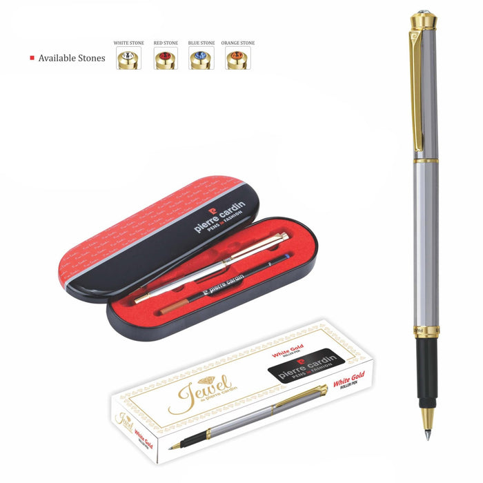 Pierre Cardin White Gold Roller Pen - Mudramart Corporate Giftings