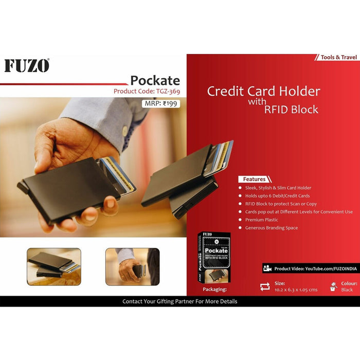 Pockate Credit Card Holder with RFID Block - TGZ-369 - Mudramart Corporate Giftings
