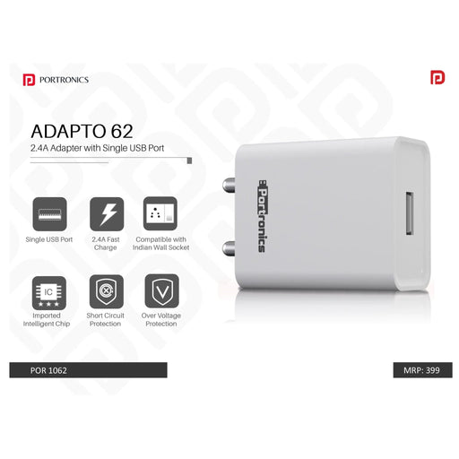 Portronics 2.4A Charger with Dual USB Ports - POR 1062 - Mudramart Corporate Giftings